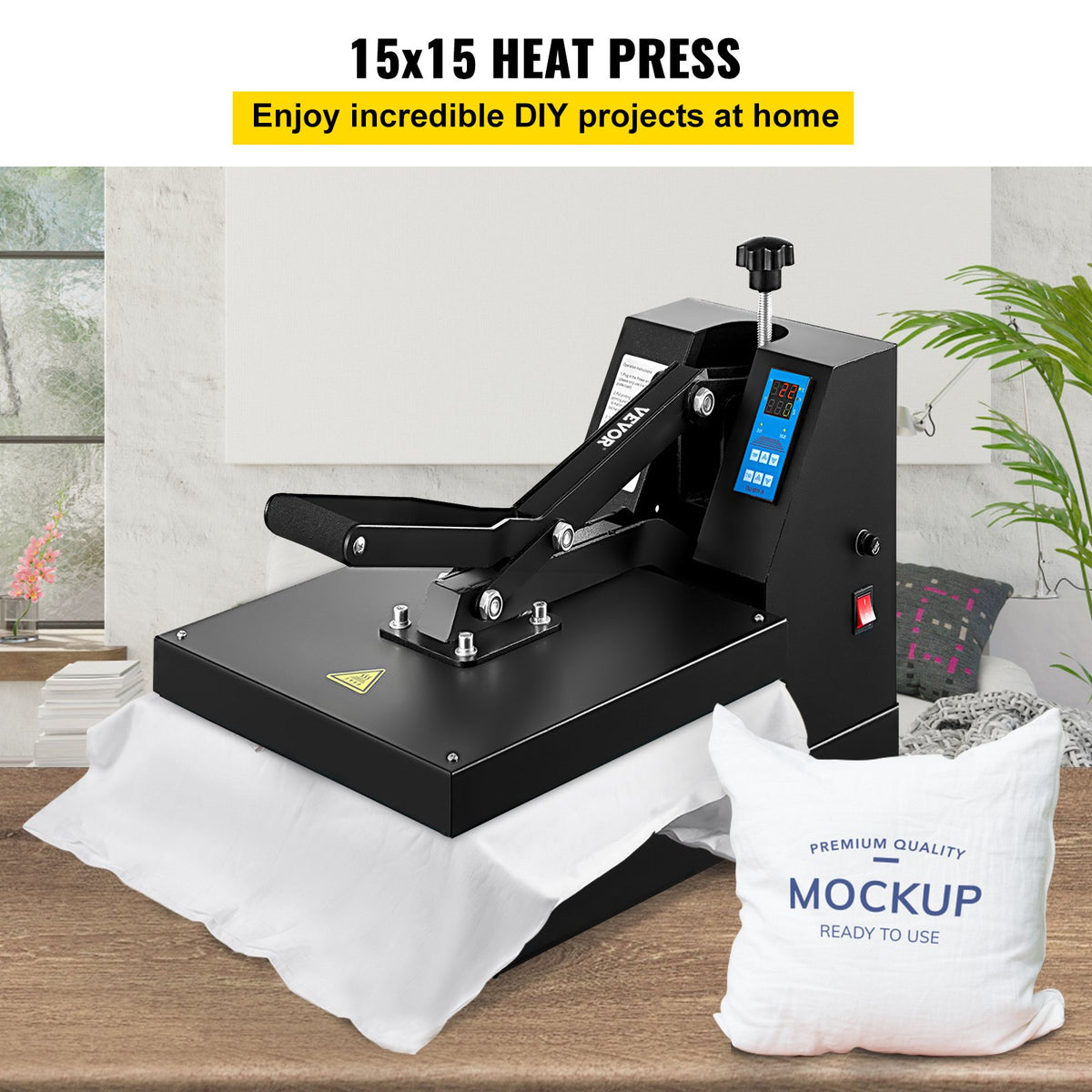 Heat Press Machine | 15x15" Industrial Quality Clamshell Sublimation Press for T-Shirts