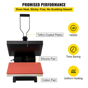 Heat Press Machine | 15x15" Industrial Quality Clamshell Sublimation Press for T-Shirts