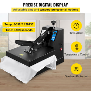 Heat Press Machine | 15x15" Industrial Quality Clamshell Sublimation Press for T-Shirts