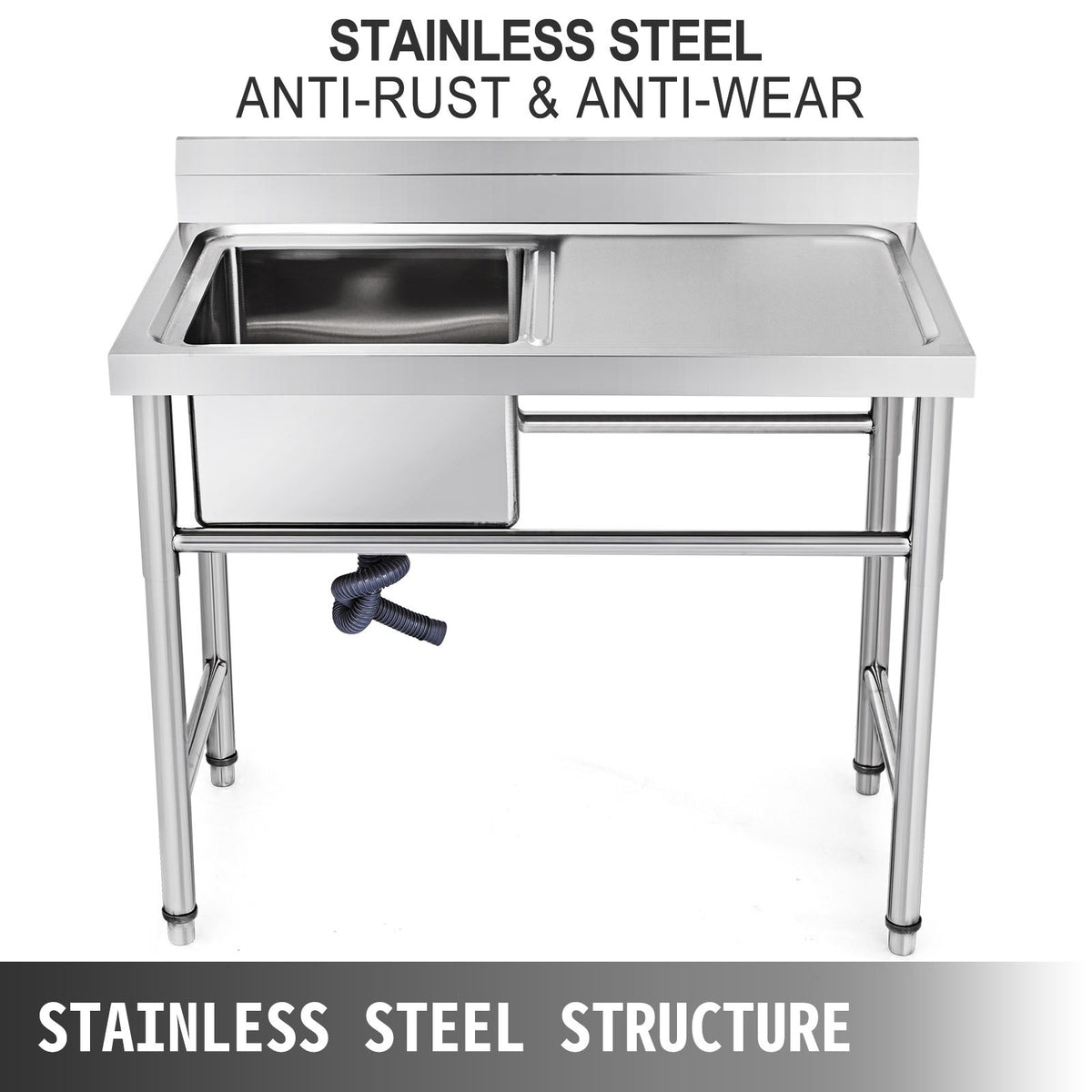 Handmade Sink | 40.6x39.4x25.4cm Stainless Steel Kitchen Sink with Right Platform | 1 Compartment
