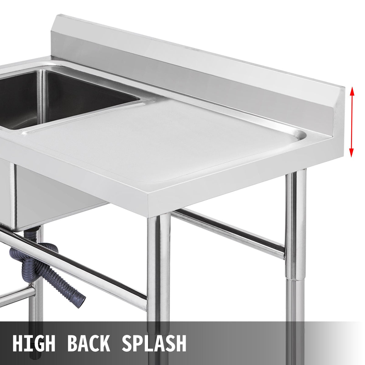 Handmade Sink | 40.6x39.4x25.4cm Stainless Steel Kitchen Sink with Right Platform | 1 Compartment