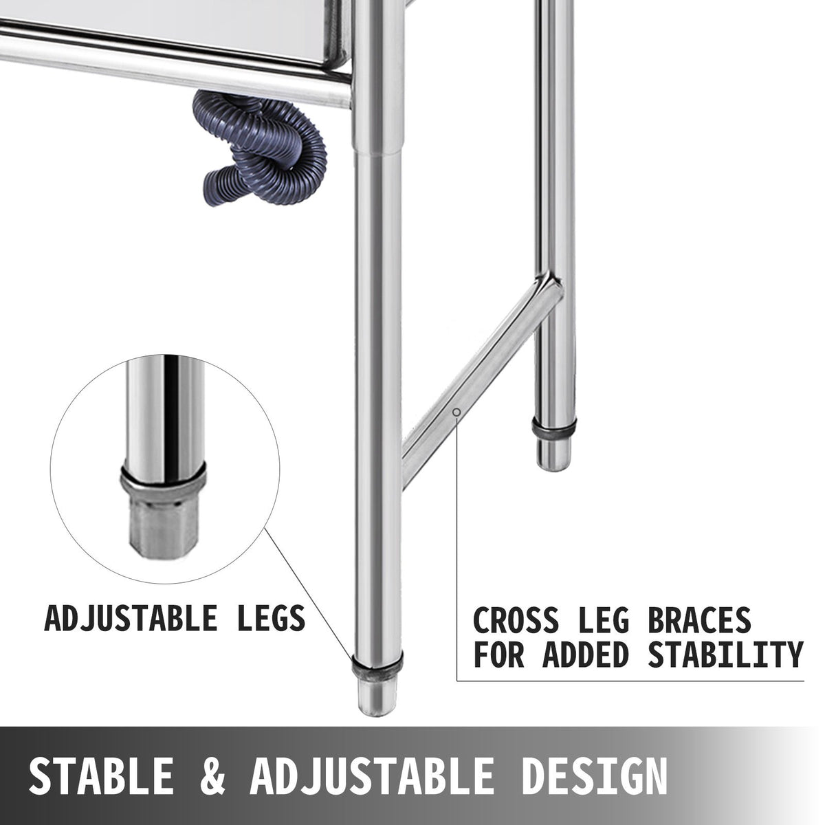 Handmade Sink | 40.6x39.4x25.4cm Stainless Steel Kitchen Sink with Right Platform | 1 Compartment