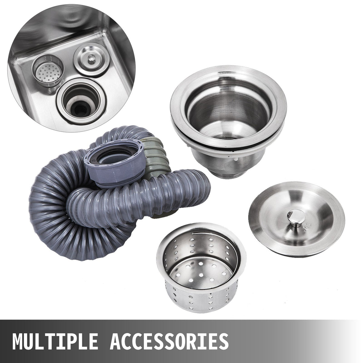 Handmade Sink | 40.6x39.4x25.4cm Stainless Steel Kitchen Sink with Right Platform | 1 Compartment