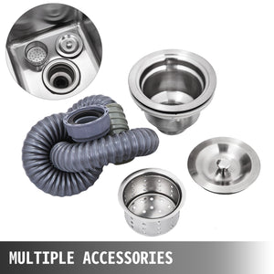 Handmade Sink | 40.6x39.4x25.4cm Stainless Steel Kitchen Sink with Right Platform | 1 Compartment