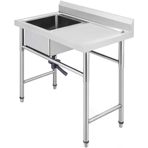 Handmade Sink | 40.6x39.4x25.4cm Stainless Steel Kitchen Sink with Right Platform | 1 Compartment