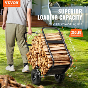 Firewood Log Cart | 250 lbs Capacity | PU Wheels | Wood Mover Dolly