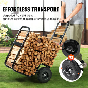 Firewood Log Cart | 250 lbs Capacity | PU Wheels | Wood Mover Dolly