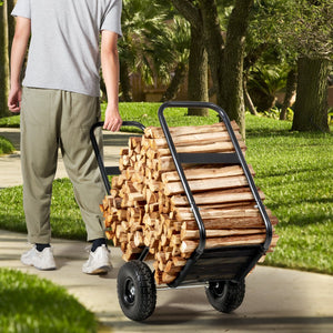 Firewood Log Cart | 250 lbs Capacity | PU Wheels | Wood Mover Dolly