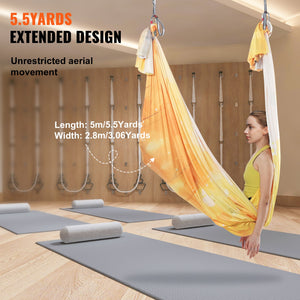 Aerial Yoga Hammock 5m Gold | Antigravity Yoga Swing Kit with Nylon Fabric & Rigging Hardware | For All Levels Fitness & Bodybuilding