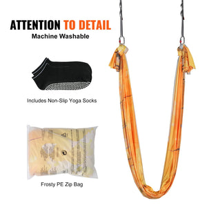 Aerial Yoga Hammock 5m Gold | Antigravity Yoga Swing Kit with Nylon Fabric & Rigging Hardware | For All Levels Fitness & Bodybuilding