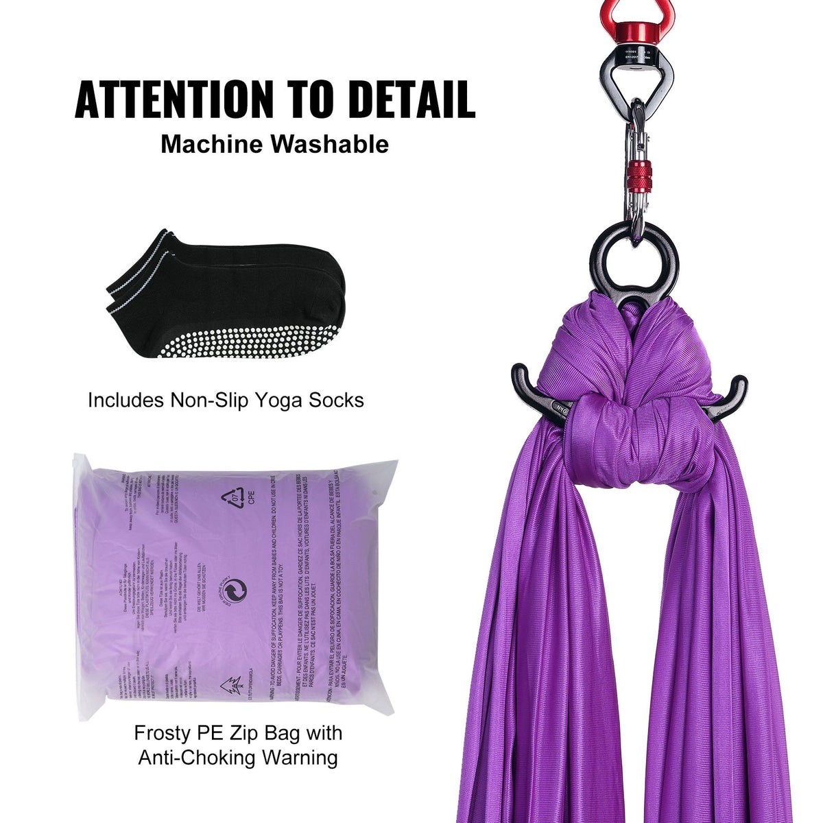 Aerial Silk & Yoga Swing 8m Purple | Antigravity Hammock Kit with Nylon Fabric & Rigging Hardware | Suitable for All Levels Fitness & Bodybuilding