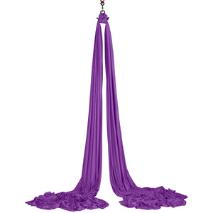 Aerial Silk & Yoga Swing 8m Purple | Antigravity Hammock Kit with Nylon Fabric & Rigging Hardware | Suitable for All Levels Fitness & Bodybuilding