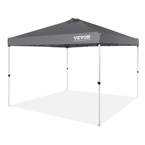 Pop-Up Canopy Tent 10x10FT | 250D PU Silver Coated Waterproof Tarp | Includes Roller Bag & 4 Sandbags | Outdoor Party, Camping & Commercial Gazebo | Dark Grey