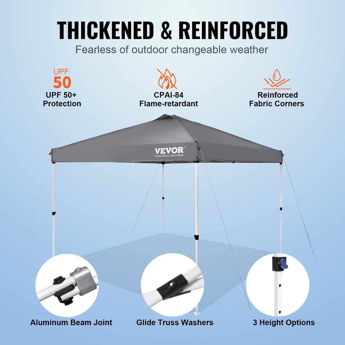 Pop-Up Canopy Tent 10x10FT | 250D PU Silver Coated Waterproof Tarp | Includes Roller Bag & 4 Sandbags | Outdoor Party, Camping & Commercial Gazebo | Dark Grey