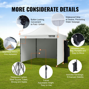 Pop Up Canopy Tent 10x10 ft | Outdoor Gazebo with Sidewalls & Bag | White