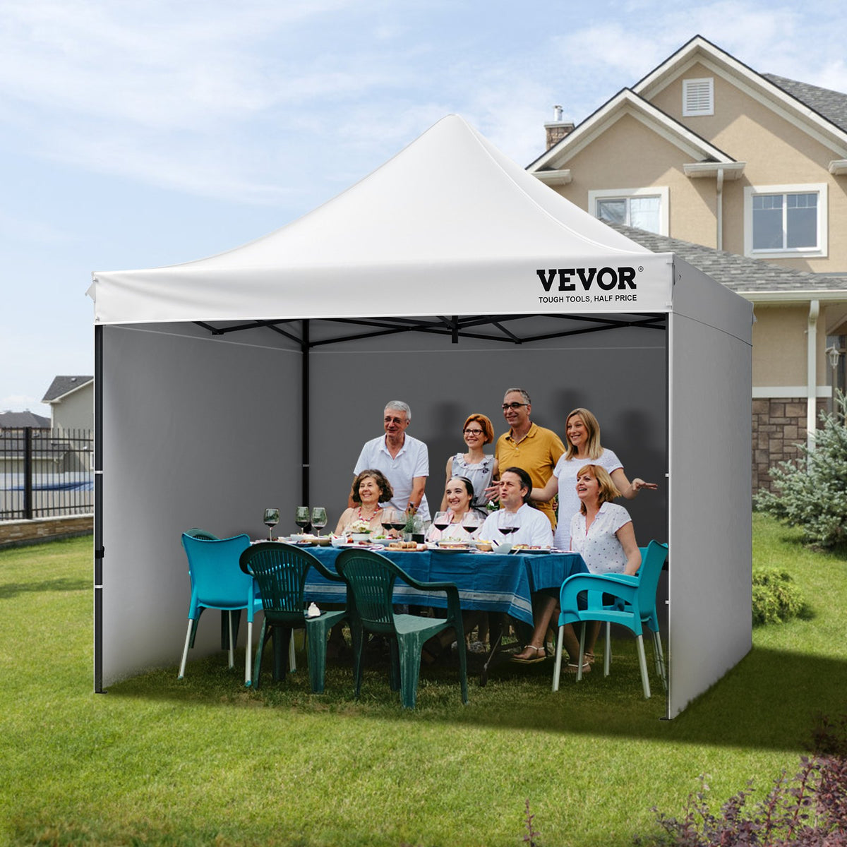 Pop Up Canopy Tent 10x10 ft | Outdoor Gazebo with Sidewalls & Bag | White