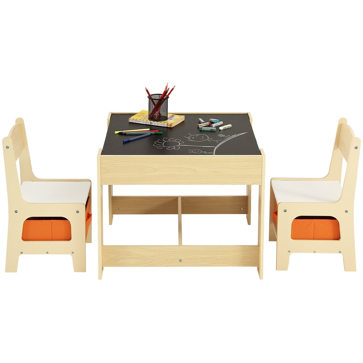 Kids Table & Chair Set | Wooden Activity Table with Storage Boxes