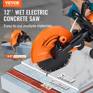 Electric Concrete Saw 30.48cm | Wet/Dry Cutter with Water Pump & Blade