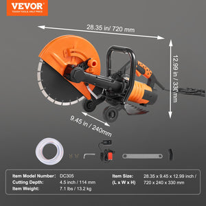 Electric Concrete Saw 30.48cm | Wet/Dry Cutter with Water Pump & Blade