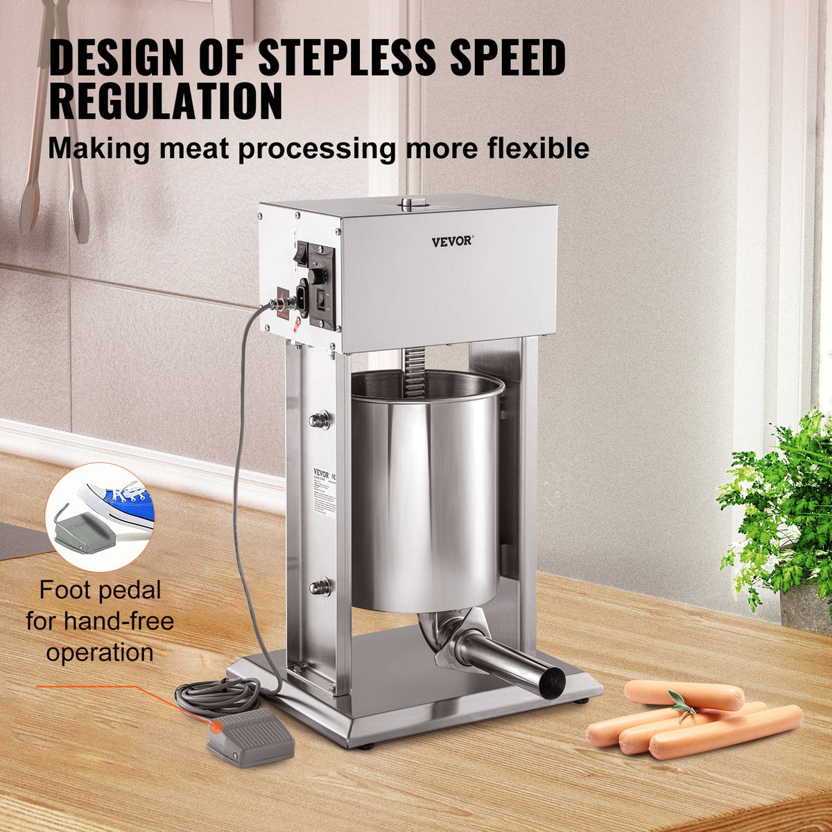 Electric Sausage Stuffer | 10L Variable Speed Stainless Steel Maker