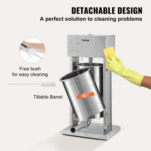 Electric Sausage Stuffer 15L | Variable Speed Stainless Steel Meat Stuffer | For Home & Commercial Use