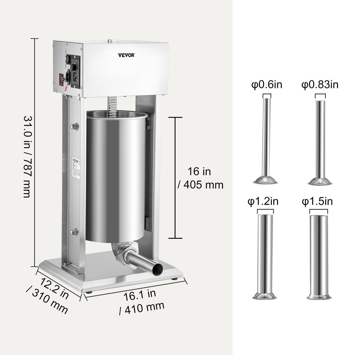 Electric Sausage Stuffer 15L | Variable Speed Stainless Steel Meat Stuffer | For Home & Commercial Use