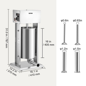 Electric Sausage Stuffer 15L | Variable Speed Stainless Steel Meat Stuffer | For Home & Commercial Use