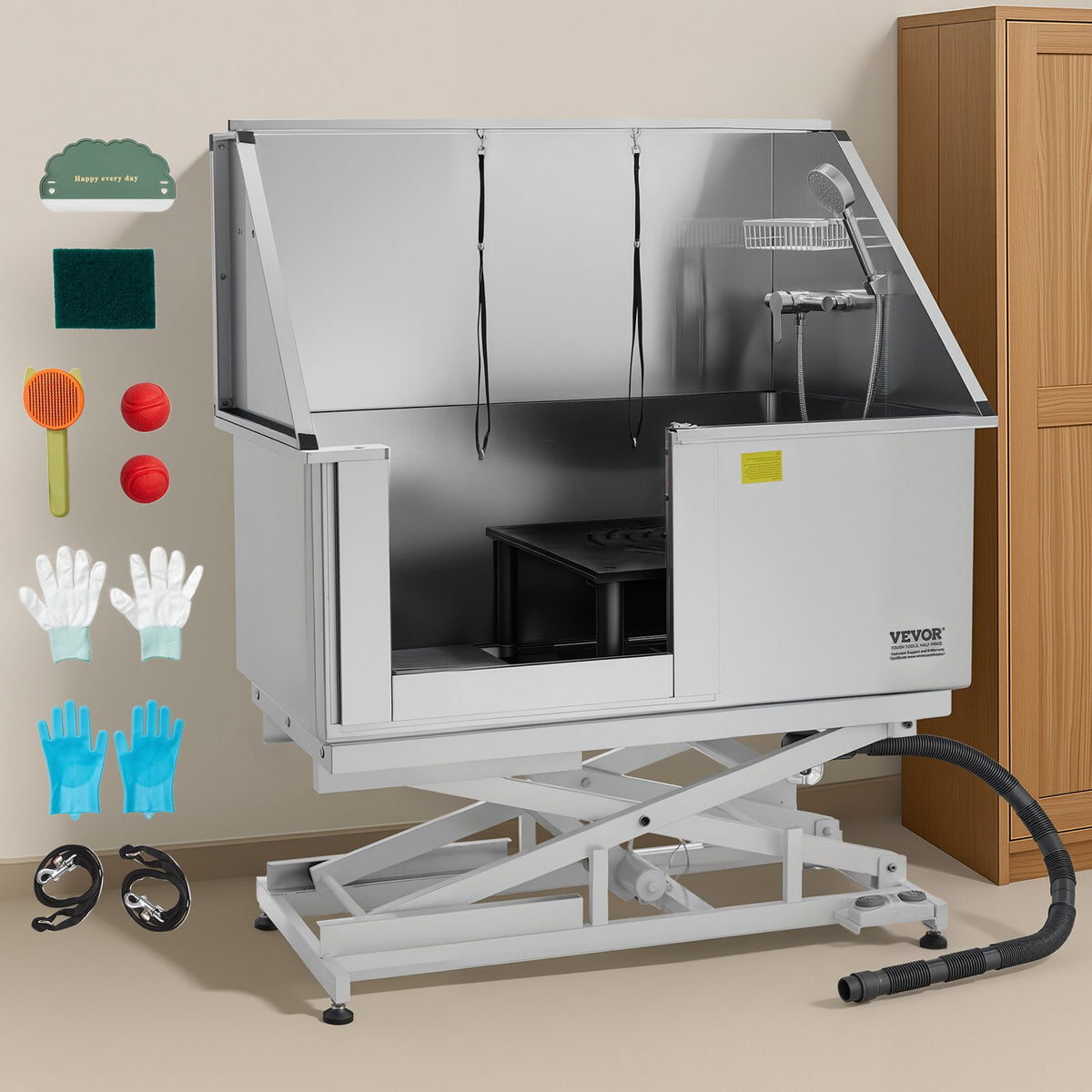Dog Grooming Tub | 127cm Electric Stainless Steel with Filter | Left Entry