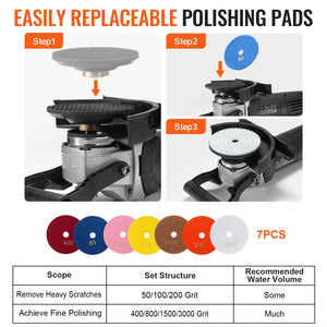 Wet Stone Polisher | 4" Granite Polisher with 6-Speed Control