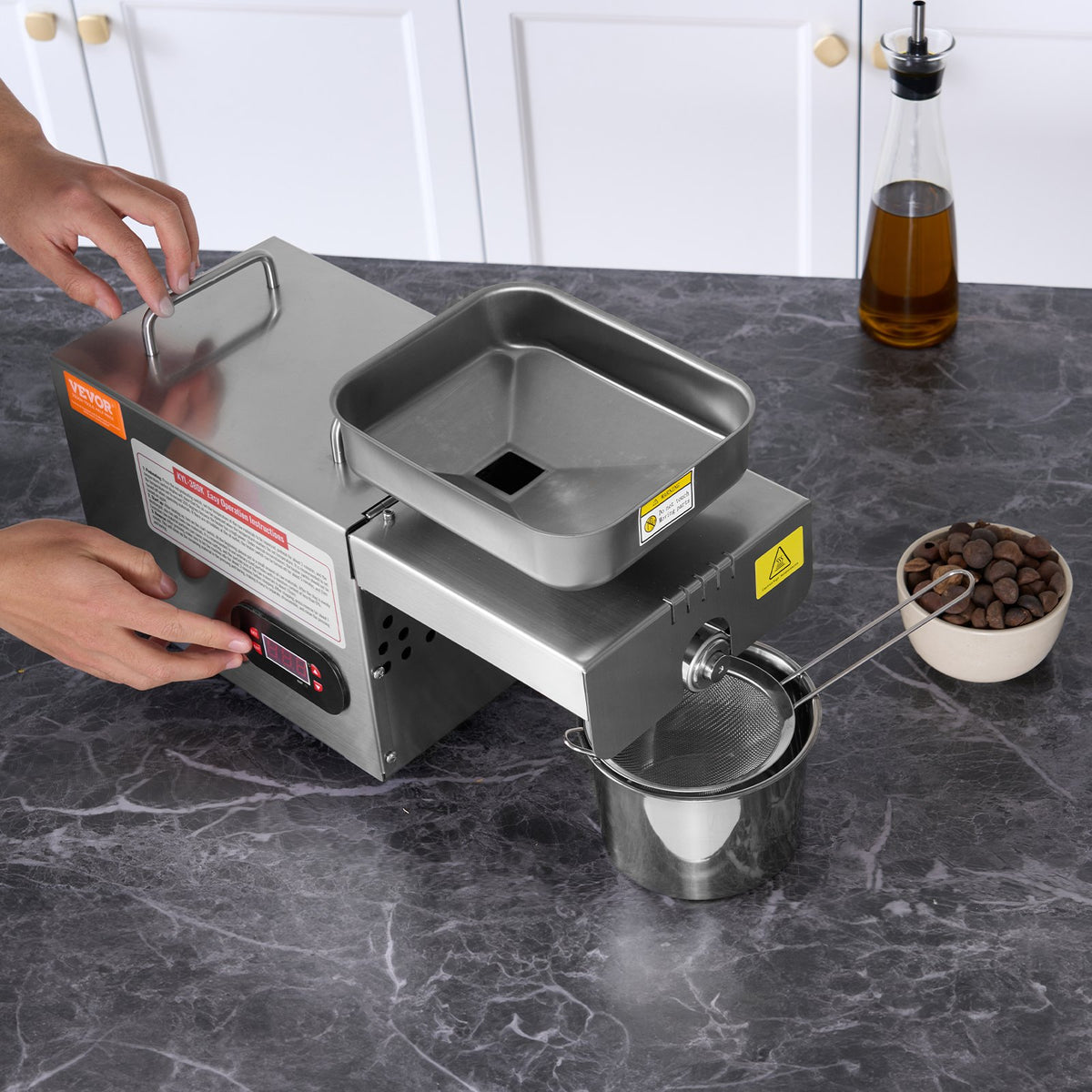 Electric Oil Press Machine | 850W Stainless Steel Expeller | Adjustable Temperature for Seeds & Nuts