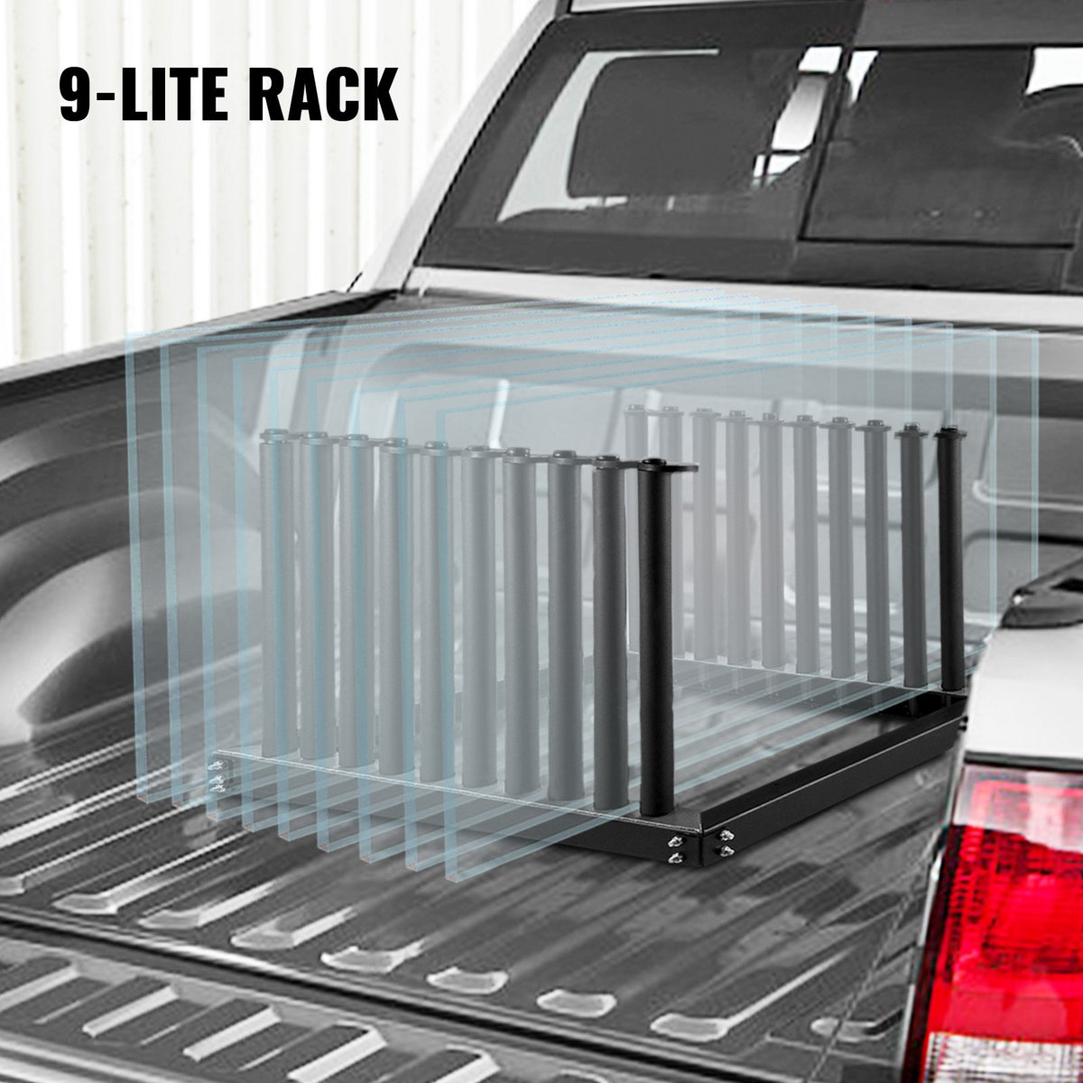 Windshield Rack 9-Lite | Steel Truck Glass Rack 24 Inch Height | PVC Pad & Foam Padding | For Glass Transportation