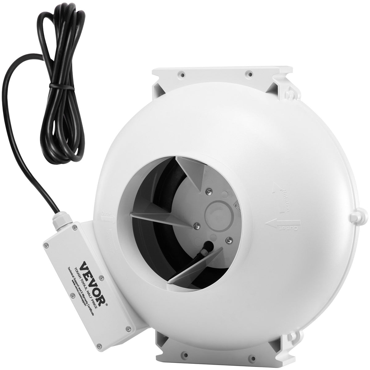 Radon Mitigation Fan Kit | 6" to 4.5" Inline Duct Fan | Quiet 380 CFM Airflow
