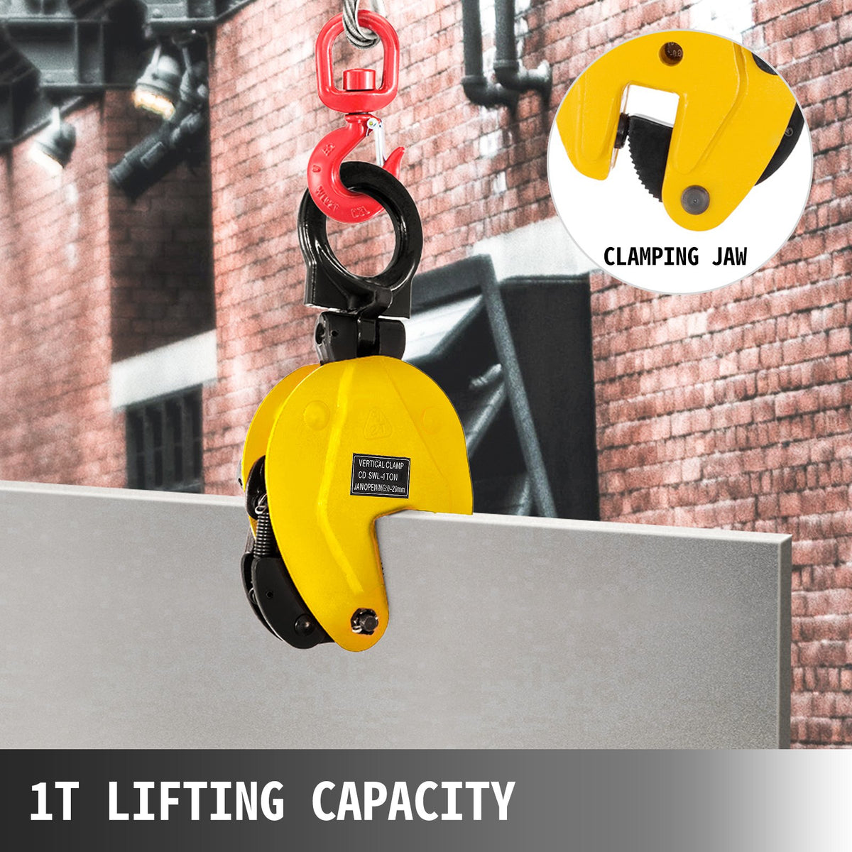 Vertical Plate Lifting Clamp 1T | Steel Lift Grip Sling for Dog Plate Handling