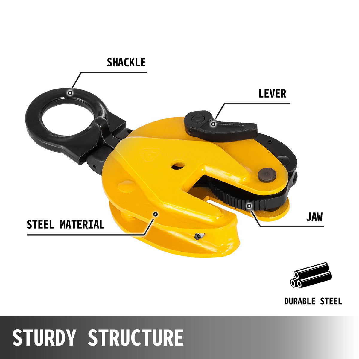 Vertical Plate Lifting Clamp 1T | Steel Lift Grip Sling for Dog Plate Handling