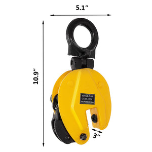 Vertical Plate Lifting Clamp 1T | Steel Lift Grip Sling for Dog Plate Handling