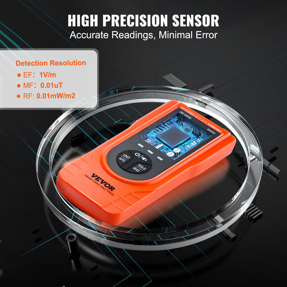 3-in-1 EMF Meter 5Hz-3.5GHz | Handheld Rechargeable Radiation Detector | LCD Display for EF, MF & RF Testing | Paranormal & Home Inspections