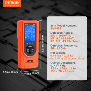 3-in-1 EMF Meter 5Hz-3.5GHz | Handheld Rechargeable Radiation Detector | LCD Display for EF, MF & RF Testing | Paranormal & Home Inspections