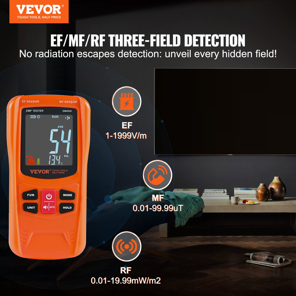 3-in-1 EMF Meter 5Hz-6GHz | Handheld Rechargeable Radiation Detector | LCD Display | For Home, Paranormal & 5G Testing