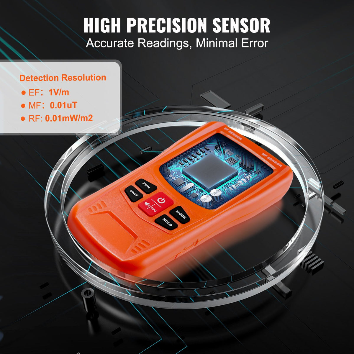 3-in-1 EMF Meter 5Hz-6GHz | Handheld Rechargeable Radiation Detector | LCD Display | For Home, Paranormal & 5G Testing