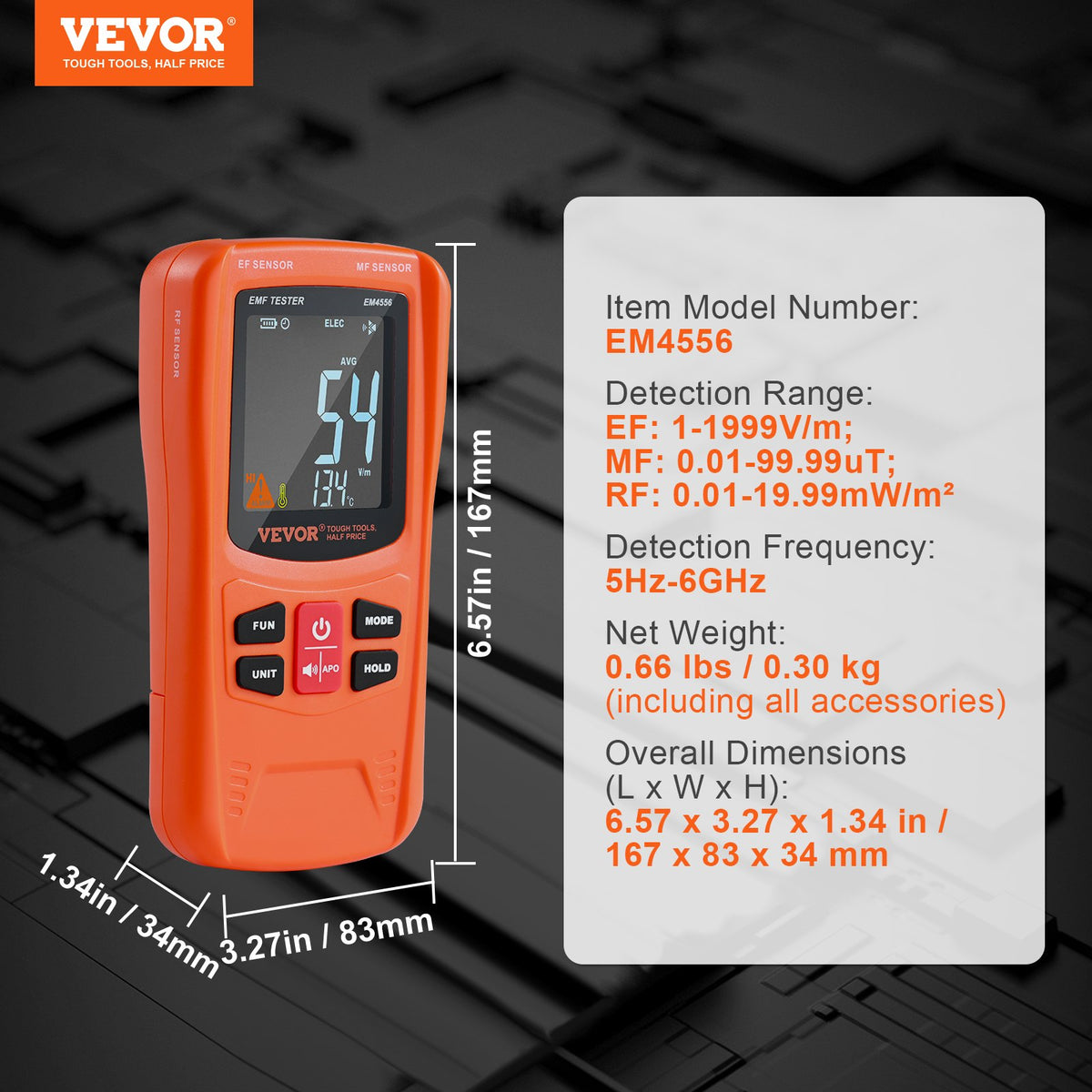3-in-1 EMF Meter 5Hz-6GHz | Handheld Rechargeable Radiation Detector | LCD Display | For Home, Paranormal & 5G Testing