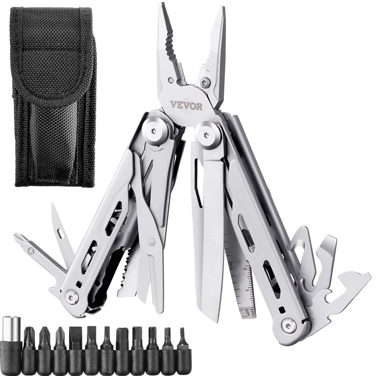 16-in-1 Multi-Tool Pliers | Folding Pocket Tool with Knife, Scissors, Saw, Screwdrivers & Sheath | Camping, Survival, Hiking