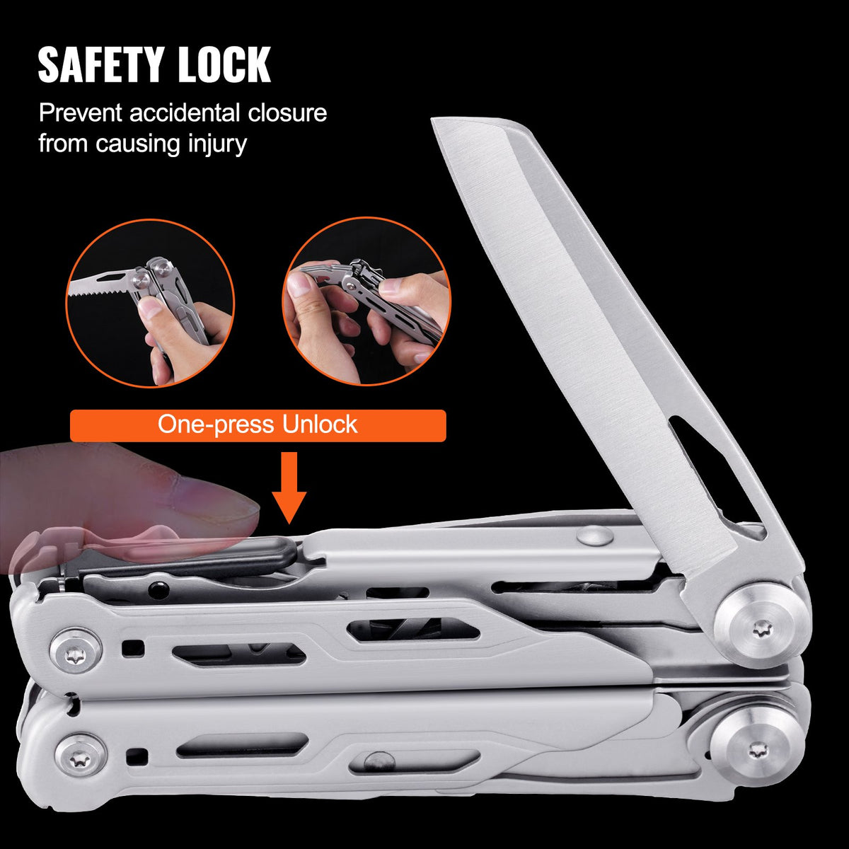 16-in-1 Multi-Tool Pliers | Folding Pocket Tool with Knife, Scissors, Saw, Screwdrivers & Sheath | Camping, Survival, Hiking