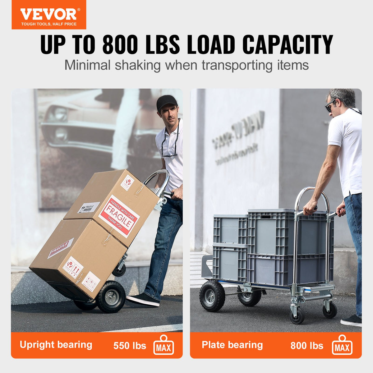 Aluminium Hand Truck 2-in-1 | 363kg Capacity Convertible Folding Trolley | Heavy Duty Utility Cart with Rubber Wheels