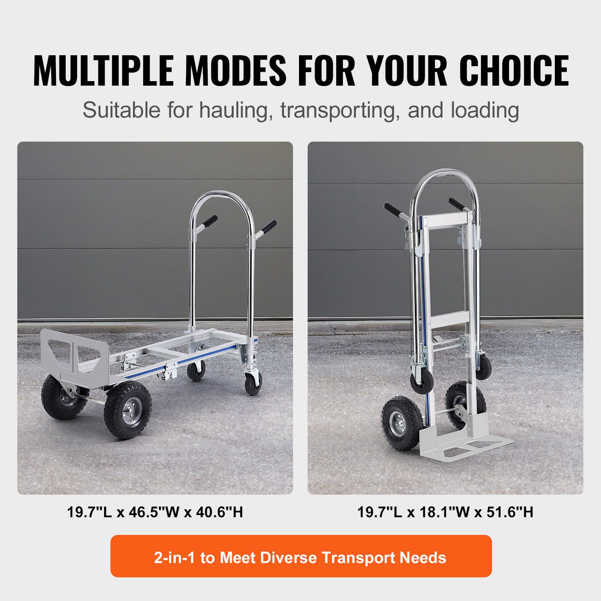 Aluminium Hand Truck 2-in-1 | 363kg Capacity Convertible Folding Trolley | Heavy Duty Utility Cart with Rubber Wheels