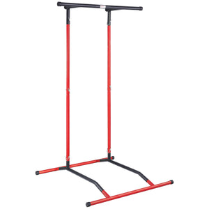 Power Tower Dip Station | Adjustable Pull-Up Bar & Dip Stand | Multi-Function Home Gym Fitness Station | 220lbs Capacity | Black & Red