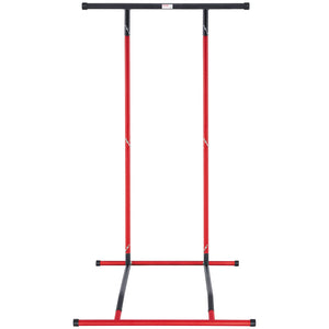 Power Tower Dip Station | Adjustable Pull-Up Bar & Dip Stand | Multi-Function Home Gym Fitness Station | 220lbs Capacity | Black & Red