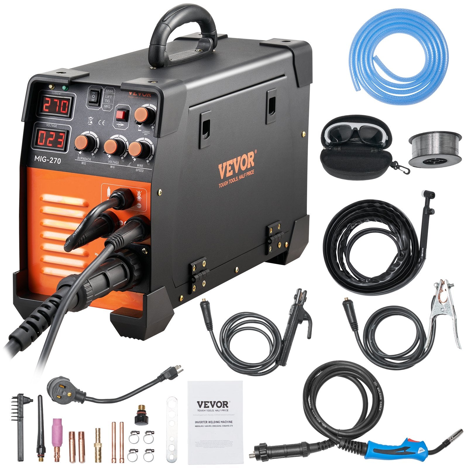 MIG Welder | MIG-270 MMA TIG IGBT DC Inverter Welding Machine | Digital Display Multi-Function Welder