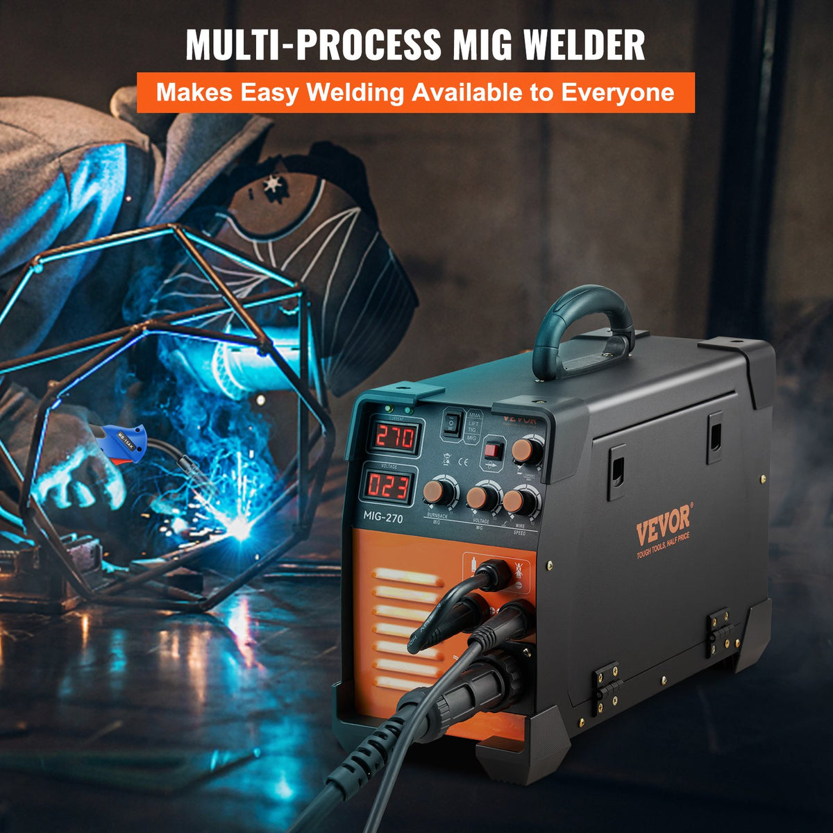 MIG Welder | MIG-270 MMA TIG IGBT DC Inverter Welding Machine | Digital Display Multi-Function Welder