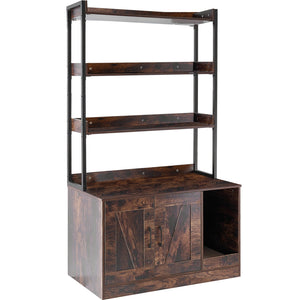 Cat Litter Box Enclosure | Wooden Furniture with 3 Storage Shelves