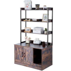 Cat Litter Box Enclosure | Wooden Furniture with 3 Storage Shelves